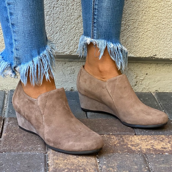 Black/Brown Plaid Winter Wedge Memory Foam Ankle Boots